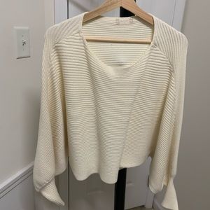 Stripe texture pull over sweater, batwing sleeve - S